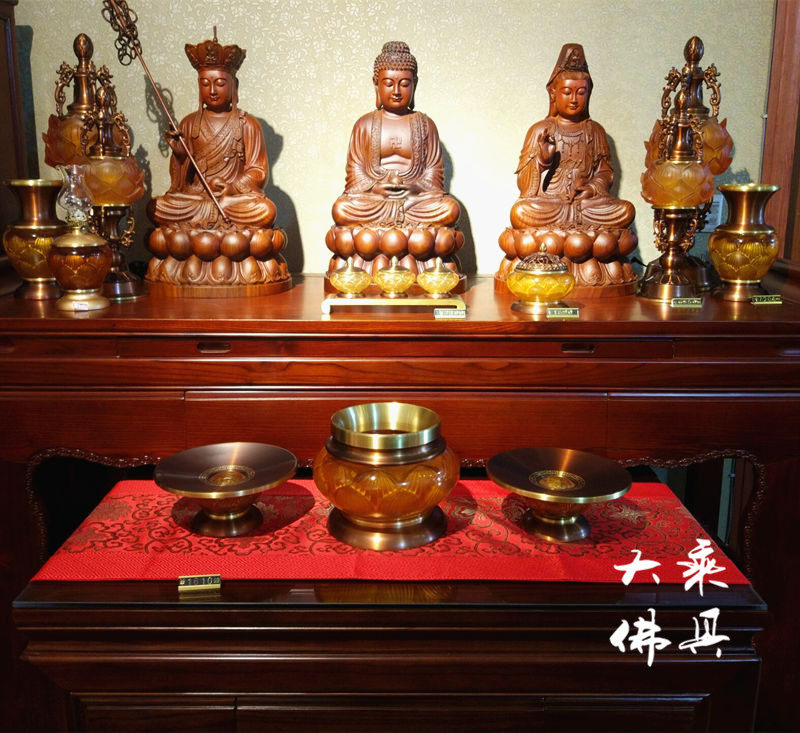 Buddhist supplies Buddhist hall Buddha tablecloth decoration Chinese simple classical satin rich flower red yellow blue table flag