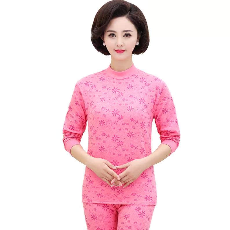 Trung niên dây quần lót già ấm bộ womens bông cao cổ quần mùa thu lớn bà mẹ kích thước.