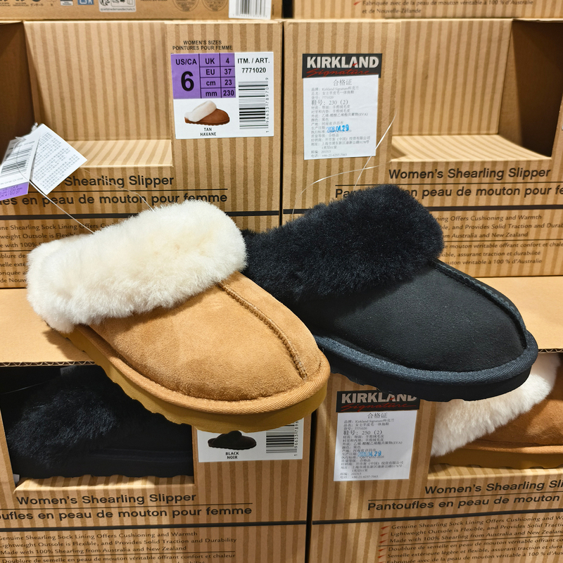 Costco Kirkland Women's Sheepskin Wool Slippers with Thick Soles for Outdoor Wear, Closed-Toe Slippers Costco Kirkland Women's Sheepskin Wool Slippers with Thick Soles for Outdoor Wear, Closed-Toe Slippers