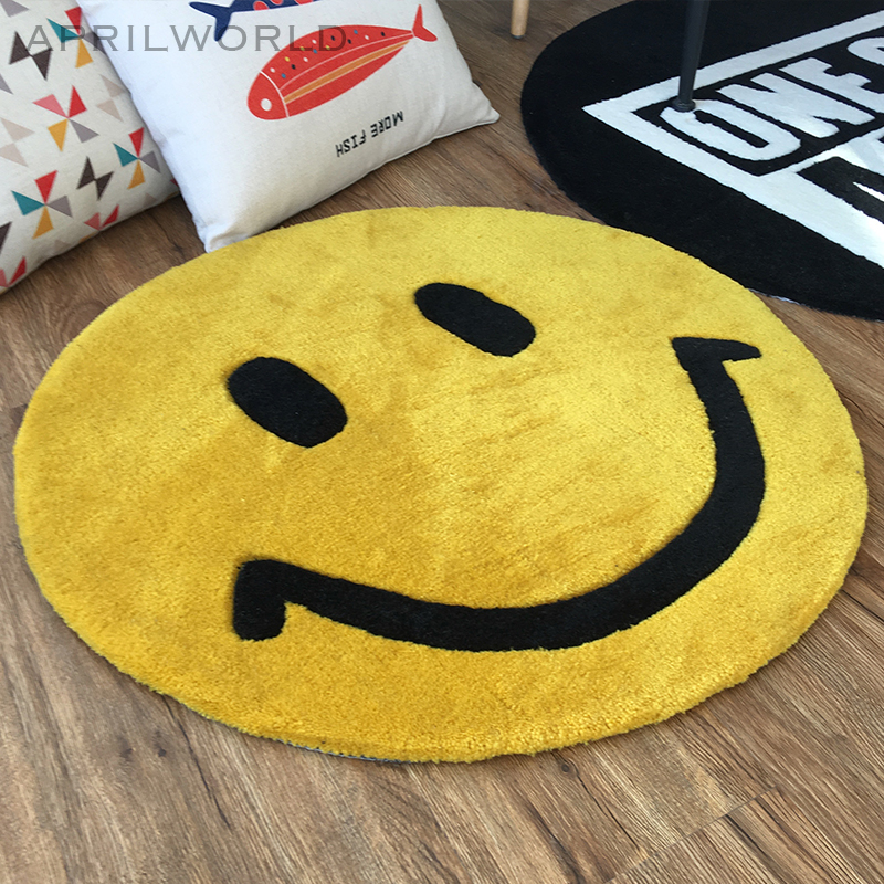 Cartoon mặt cười nghiên cứu tròn trang trí nội thất phòng khách phòng ngủ thảm dày acrylic tay sạch truyền thống - Thảm giá thảm cuộn trải sàn