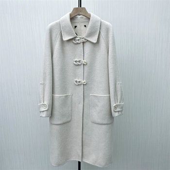 良月●2025冬季新 双面呢大衣女气质长款宽松绵羊毛呢子外套8555