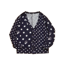 Black super-knit cardigan spring and autumn style boys and girls polka dot printed cotton versatile casual coat