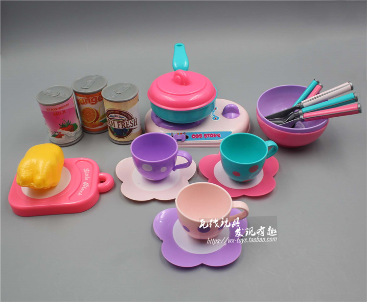 Trẻ em chơi nhà đồ chơi trà chén ấm trà bộ mô phỏng nhà bếp nhựa ba lô 15 piece tea cup set