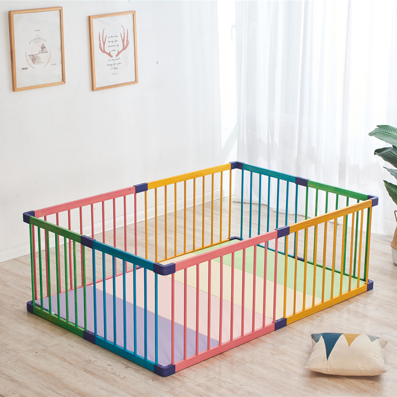 Jollybaby Color children's game fence Baby crawling toddler fence Baby fence Solid wood fence