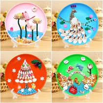 Shell Painting Handmade Kindergarten Diy Marine Life Creative Pendulum children Collage Material Bag made of sea snail