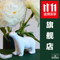Simple art white bear ceramics simple modern ornaments pure hand-painted real gold to send friends high value gifts