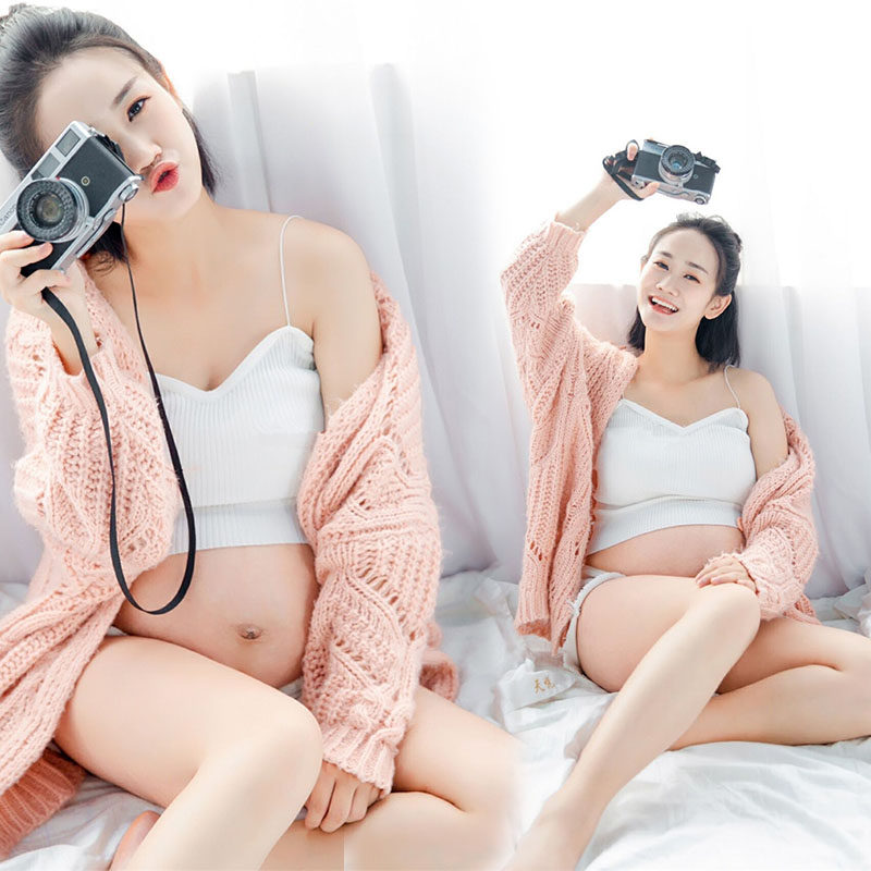 20 new pregnant women to write real pink jacket fresh clothes Sweater Photos Photo Dress Photo Costumes Photo Costumes-Taobao