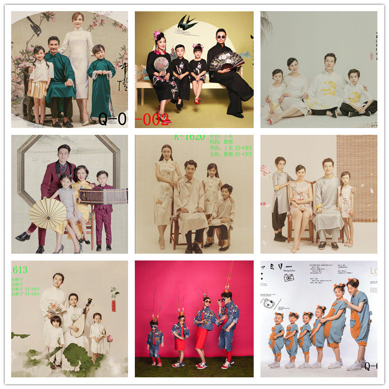 New parent-child photo studio family portrait photo photography a family of four photo clothing Chinese style Republic of China cheongsam cheongsam