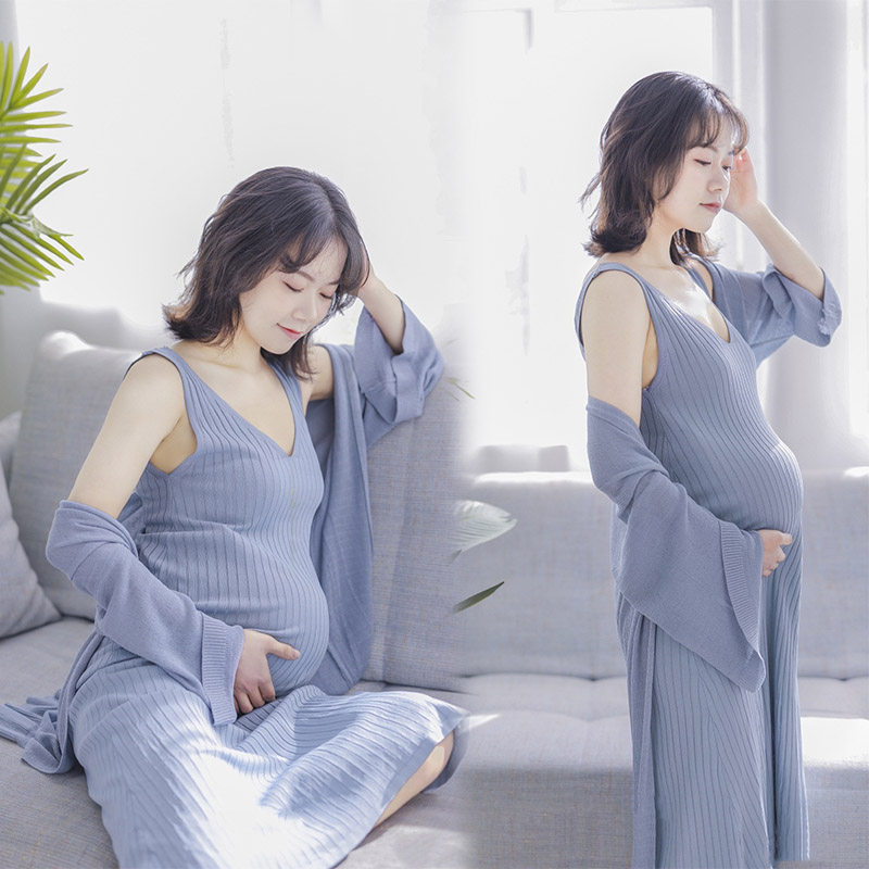 Pregnant Woman Photo Costumes Photo Gallery Art Photos Ice Silk Dress Two Sets Gestation Mommy Writing True Photos Pregnant Woman Photo Costumes