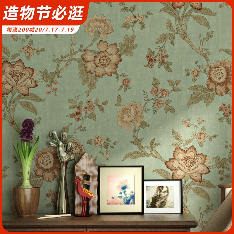 American country pastoral wallpaper retro nostalgic style Bedroom living room bedside non-woven TV background wall paper