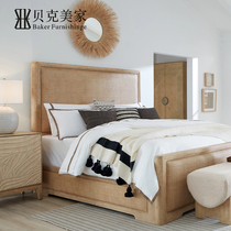 American country style imported oak solid wood bed Nordic style 1 8m rattan double bed solid wood king bed