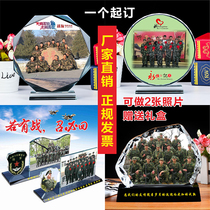 Crystal photo frame photo customized veteran souvenirs to send comrades squad leader veteran retired Classmate reunion