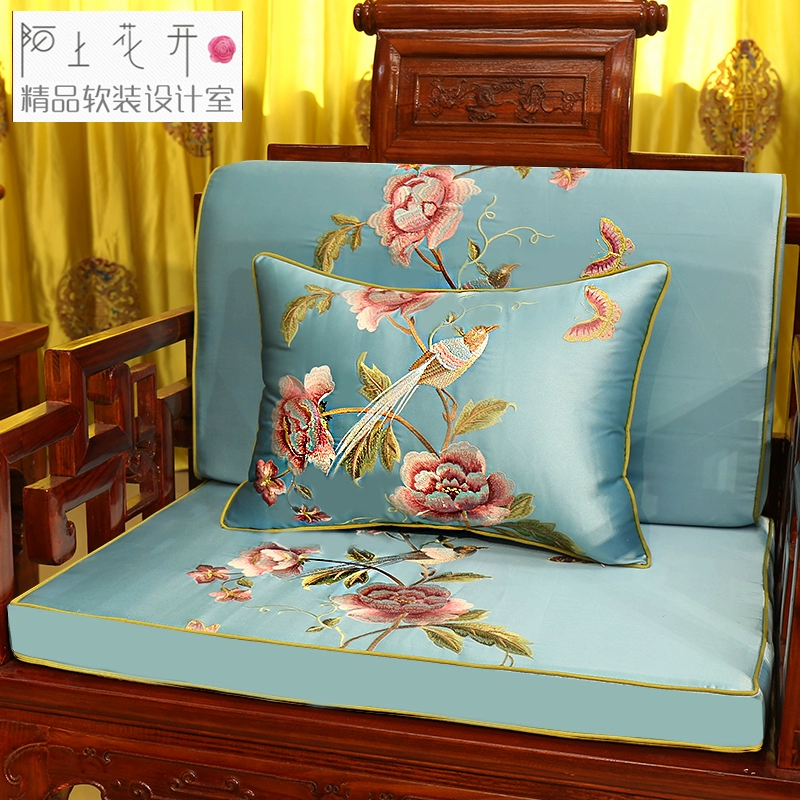 Mới Trung Quốc gỗ gụ sofa đệm đệm gối tùy chỉnh Luohan giường nhẫn ghế thêu hoa và chim Taishi ghế đệm tùy chỉnh - Ghế đệm / đệm Sofa