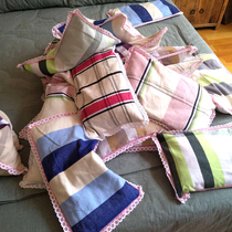 Sister Lius new cotton breathable and comfortable old coarse cloth removable and washable single childrens pillow buckwheat Shell filling