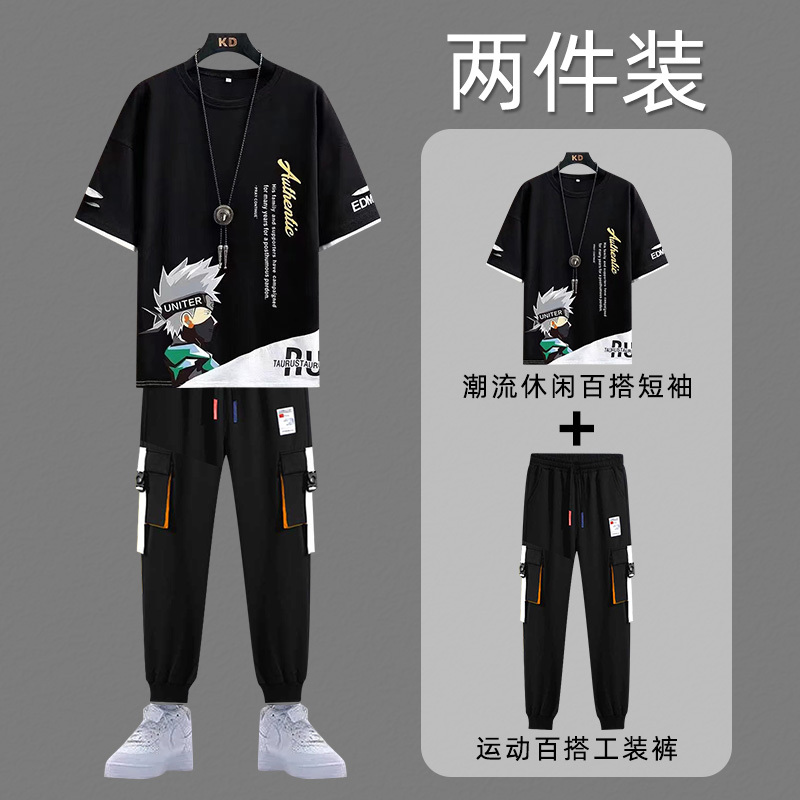 Teenagers' Summer Casual Boys' Suits, Boys' Sportswear, High School and Junior High School Students' Matching Stylish Big Boy Summer Clothes