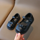 Кожаные туфли для девочек, черные школьные детские кожаные туфли, студенческие туфли для выступлений, детские туфли принцессы среднего и большого размера на мягкой подошве, школьные туфли