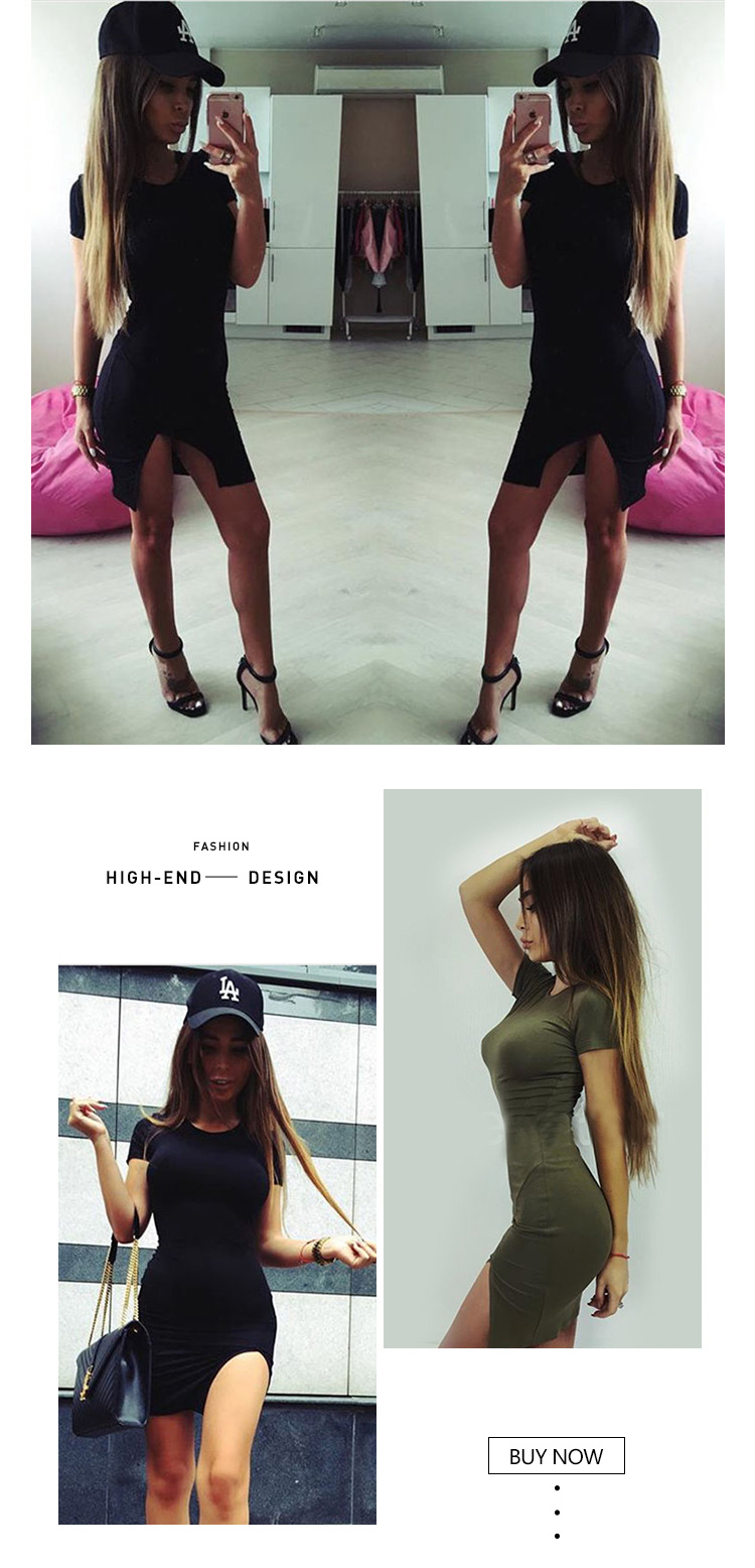 Tính khí thời trang bất thường váy Châu Âu và Mỹ Slim sexy stretch là mỏng màu rắn chia túi hip váy nữ triều váy hạ eo công sở	