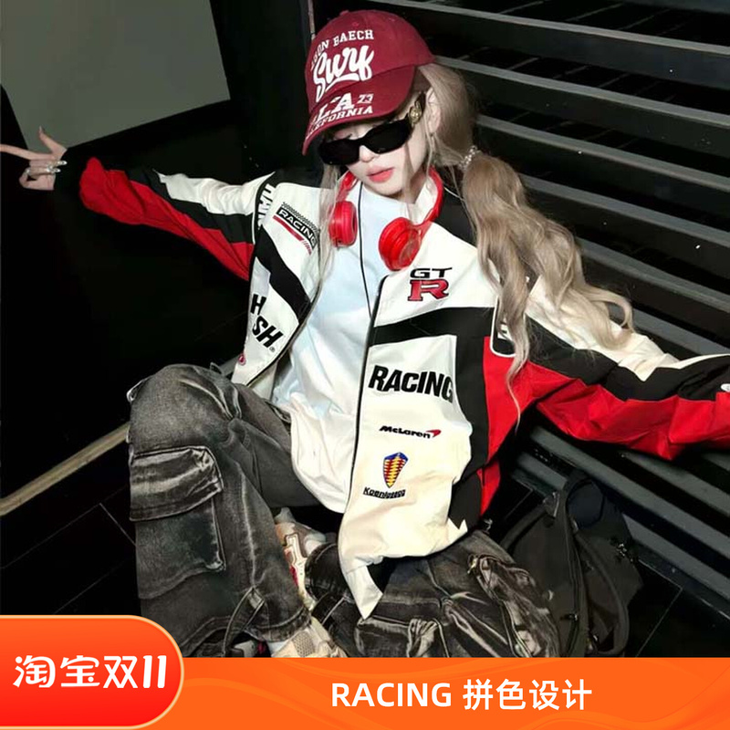 2026 New Racing Suits for Men and Women, Couple Color-Blocked Motorcycle Jackets, American-Style Niche Motorcycle Jackets, Cycling Suits