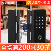 Gute glass door fingerprint lock remote control smart lock office free opening password lock push-pull access lock with attendance