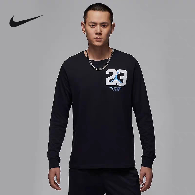 Air Jordan 23 Men's Spring and Autumn Pure Cotton Breathable Sports Casual Long-Sleeved T-Shirt Base Layer Fz1982-011
