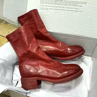 Horse skin origin guidi booties 310 ghost emperor women's boots 788 rear zipper inverted boots net Red British style Martin boots