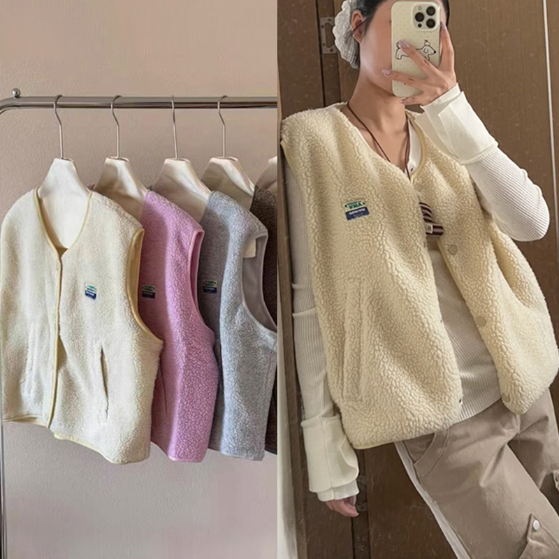 America* Vintage Autumn and Winter Zhang Ruonan Celebrity Style Fleece Vest Women's Outerwear Warm Vest America* Vintage Autumn and Winter Zhang Ruonan Celebrity Style Fleece Vest Women's Outerwear Warm Vest