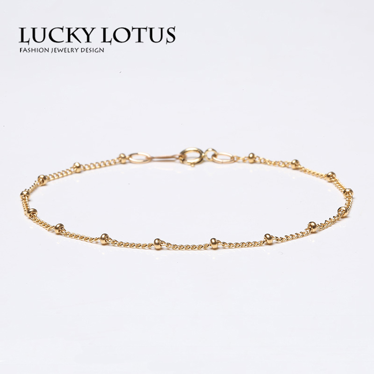 Trang sức Luckylotus Mỹ nhập khẩu vòng đeo tay nữ hạt vàng 14K hạt mịn có thể là vòng chân - Vòng chân lắc chân nữ 10k