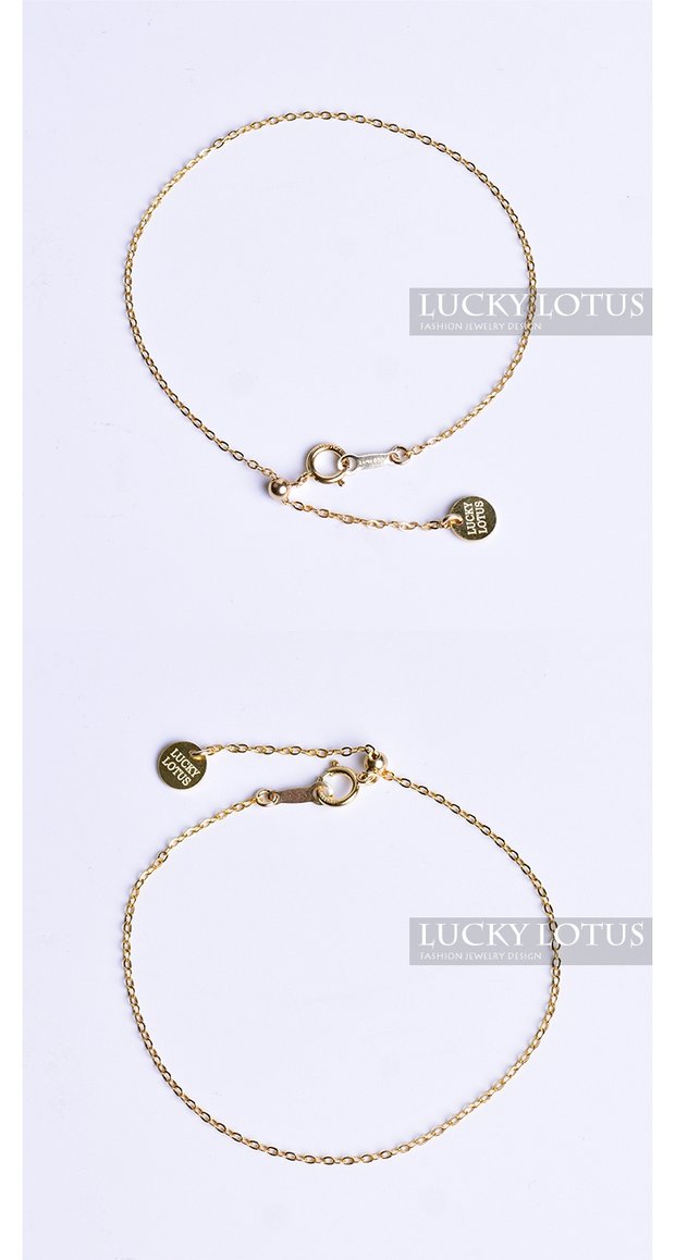 Trang sức Luckylotus Mỹ Nhập khẩu Vòng đeo tay đơn vàng 14K Vòng đeo tay rất tinh xảo Vòng chân tùy chỉnh - Vòng chân lắc chân nam