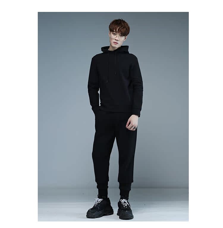 RAYSHOW Châu Âu và Châu Mỹ tối giản gió chia lớp COS khâu đôi màu rắn hoang dã áo hoodie dài tay áo len nam áo len nam đẹp