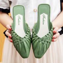 Baotou Softbottom Sandals Womens Summer Exterior Wearing Pointed Coarse Heel Non-slip Student Korean Version Dorm Room Semi Tug Fashion 100 lap