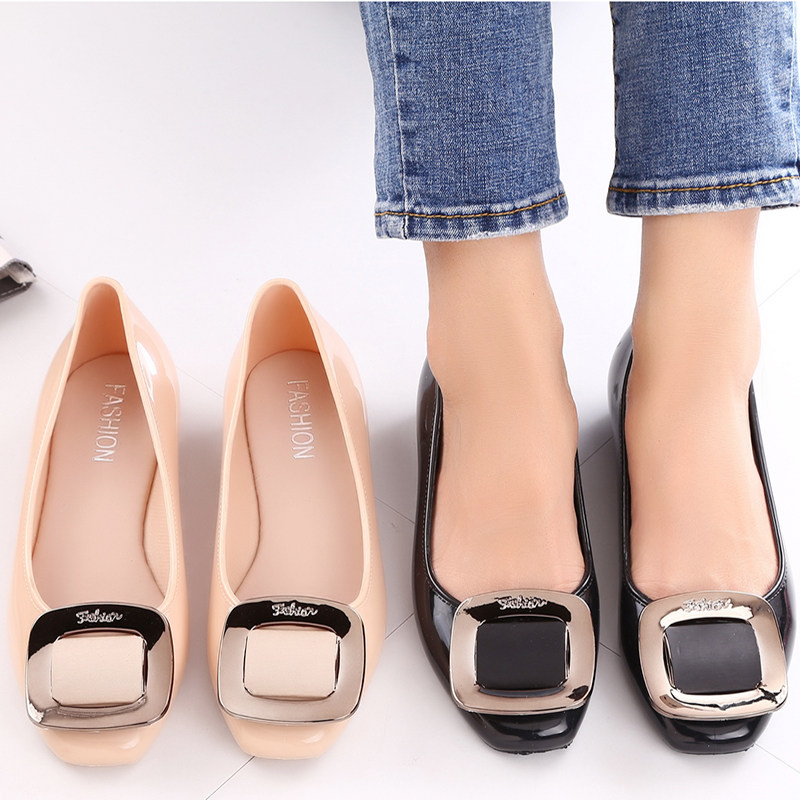 Low-top fashion rain boots waterproof shoes flat jelly rubber shoes overshoes female adult kitchen non-slip work summer