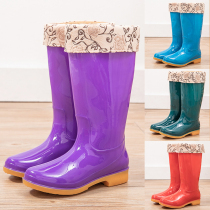 High-barrel fashion waterproof shoes and rainboots female Summer Hangwood Cotton adult shoes warm kitchen middle-tube anti-slip shoes