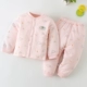 Bộ đồ lót nhiệt cho bé 0 quần cotton dày mùa thu 1 nam và nữ Đồ ngủ cho bé khóa vai mùa thu đông - Quần áo lót bộ đồ ngủ trẻ em