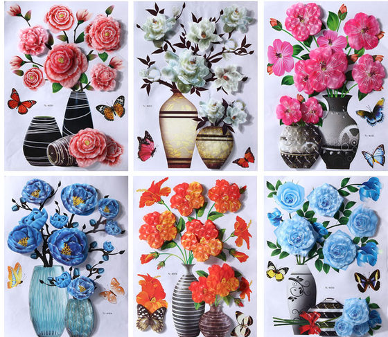 3D three-dimensional simulation vase decorative wall stickers creative children's room wall decoration background wall self-adhesive refrigerator stickers