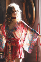 SPELL American Bohemian Floral Print Front buckle Kimono Strap Mini Jumpsuit