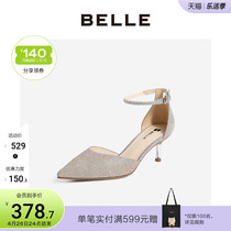 BELLE Baili 2021 Summer new mall with the same fine sparkling banter pointed female fine heel high heel sandal BSCG9BK1