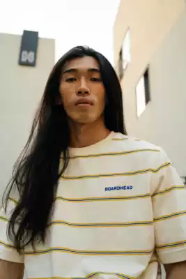 BOARDHEAD SS21 YELLOW STRIPED SKATEBOARD LOOSE Short-SLEEVED T-SHIRT