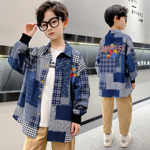 Boys Fashion plaid shirt 2021 autumn new childrens foreign style long sleeve shirt coat