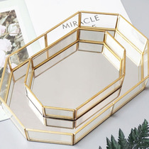 Retro vintage design display octagonal tray jewelry box jewelry storage tray glass tray