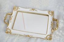  Export tail order European style court retro old ivory White house court style carved light gold mirror resin tray