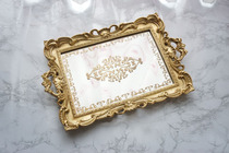 European and American retro gold palace style luxury carved hand-painted mirror tray European wedding model room decoration decoration