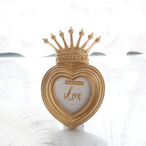  European-style 3-inch heart-shaped photo frame Golden crown resin photo frame Model room home decoration Wedding photo decoration