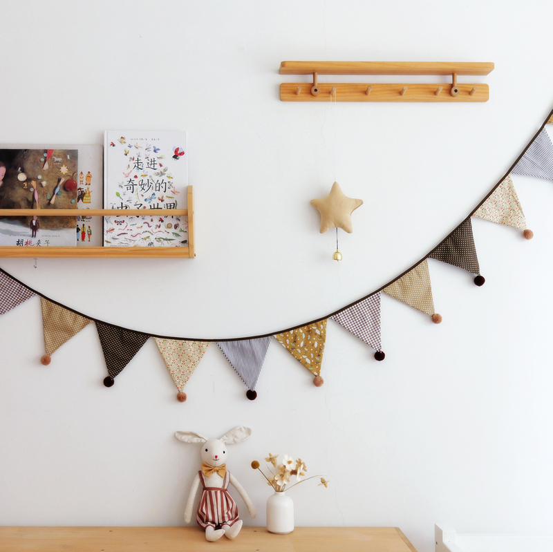 Cotton Double-Sided Printed Bunting Festival Party Outdoor Triangular Flag Kindergarten Homestay Children's Room Christmas Decoration