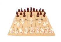 Retro three-dimensional Chinese chess PU leather board resin Terracotta Warriors and Horses characters chess pieces parent-child gifts lifelike