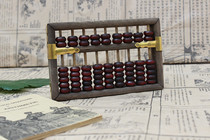 Antique small 9-file beech wood red beads Abacus to send English instructions retro gifts nostalgic Abacus classic gifts