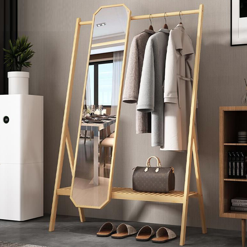 Dressing mirror hanger one floor simple modern bedroom home entry door indoor clothes rack coat rack mirror