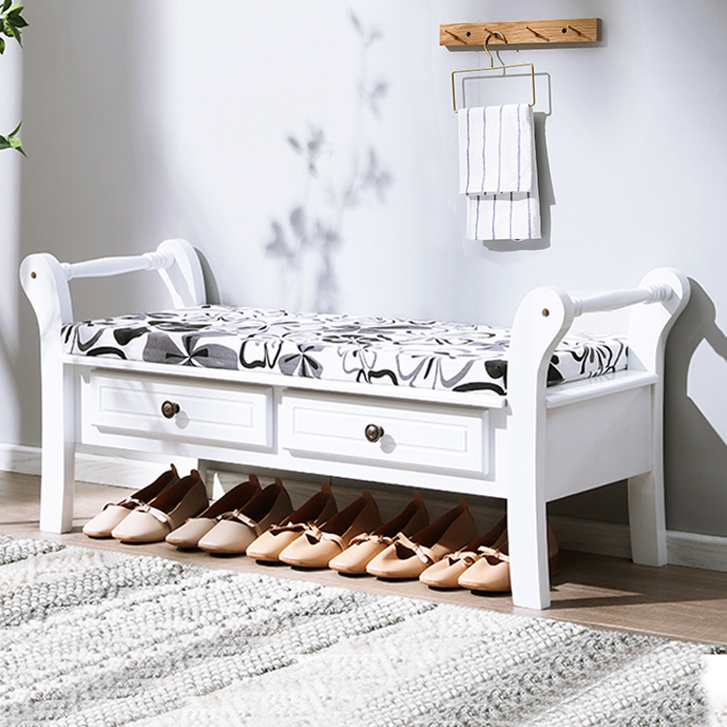 American Shoe Changing Stool Soft Bag Cushion Home Long Solid Wood Entrance Entrance Door Stool Bedroom Bed End Stool Light Luxury