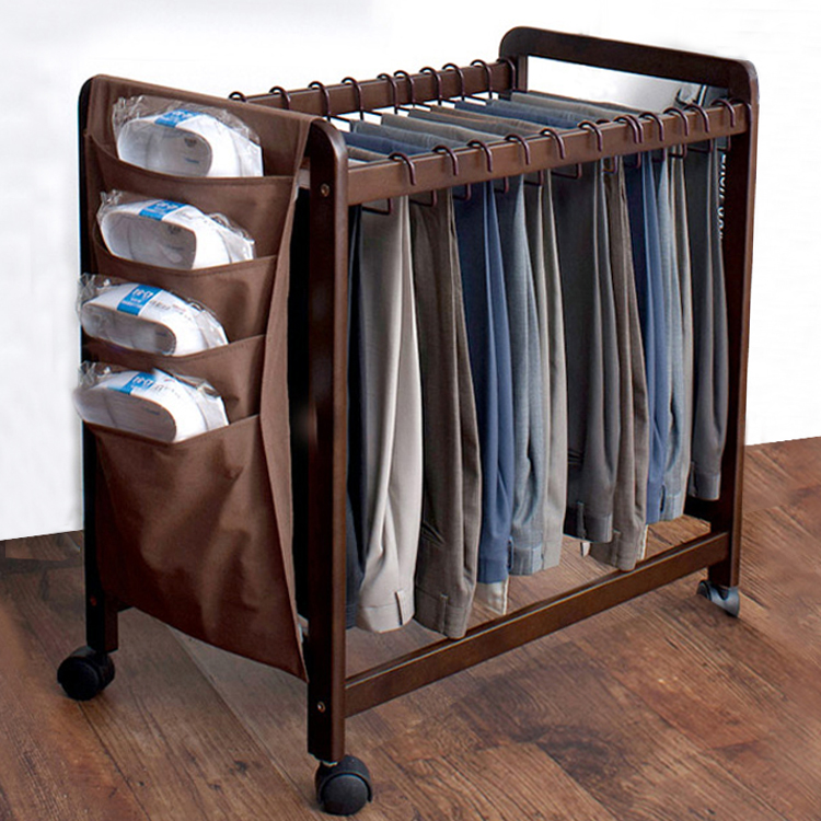 Short clothes hanger floor active trouser rack small multifunction clothes rack mobile solid wood clothes hanger cloakroom shelf