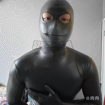 Black PU leather full bag beating bottom tight clothing zentai 52 Heroes Alliance Tailored Acquiescence without eye holes