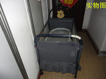  Crib Baby bed Childrens bed Iron bed with guardrail checkered fabric